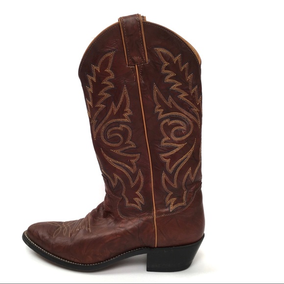Justin Western Boots Brown Leather - Picture 8 of 8